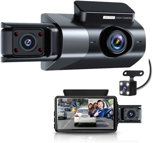 128GB Dash Cam Front and Rear for Cars with Night Vision, 1080P Dual Lens Dash Camera Inside and Outside, 24H Parking Monitor, Motion Detection, Loop Recording, Car Camera with Audio in Saudi Arabia