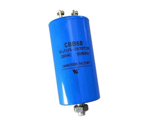 COCAPCO CBB60 250VAC 50uF Run Capacitor 50MFD 250V AC 50 uF MFD Blue 43x84mm 25/70/21 W/Fixing Stud UL Cap in Kuwait