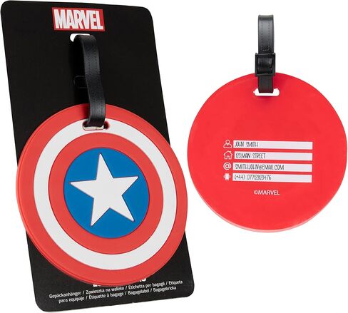 Marvel Luggage Tag for Dorcase ، علامة تعريف الأمتعة للسفر مع عنوان الاسم (Marvel الأحمر) in Saudi Arabia