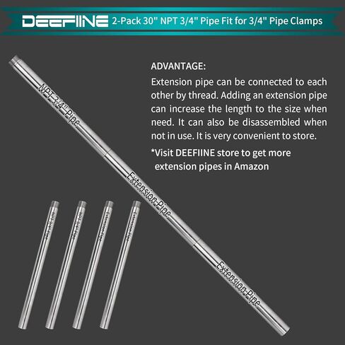 DEEFIINE 2-Pack 3/4" × 30" أنابيب فولاذية صناعية مناسبة لمشابك الأنابيب لأعمال النجارة in Kuwait