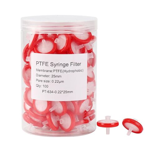 Hydrophobic PTFE Syringe Filter 13mm Diameter 0.22um Pore Size, High Throughput Lab Filtration, Non Sterile, Pack of 100 (PTFE, 13mm 0.22μm) in Kuwait