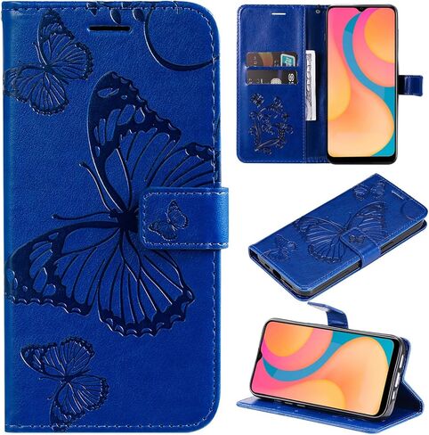 XYX Wallet Case for Galaxy J2 Core,[3D Butterfly Flower] PU Leather Folio Case with Kickstand Magnetic Closure Protective Cover for Samsung Galaxy J2 Core/J2 Dash/J2 Pure/J2 2019 (Blue) in Kuwait