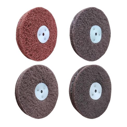 4PC 6 Inch x 2 Section Satin Non Woven Abrasive Polishing Wheel Kit for Bench Grinder, 3/8 Inch Arbor Hole, Includes Each 1PC 80#, 120#, 180# and 320# in Saudi Arabia