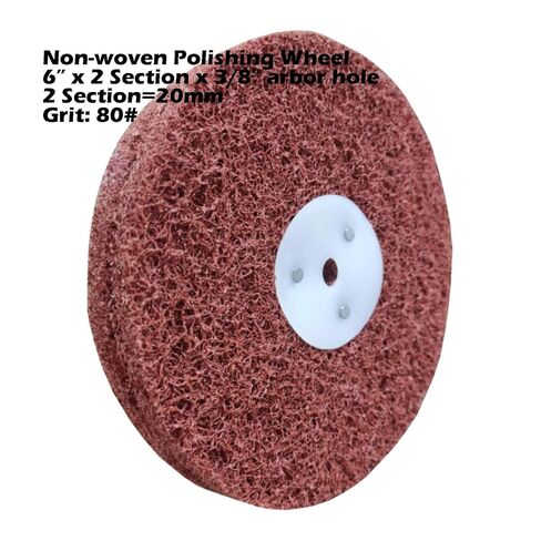 4PC 6 Inch x 2 Section Satin Non Woven Abrasive Polishing Wheel Kit for Bench Grinder, 3/8 Inch Arbor Hole, Includes Each 1PC 80#, 120#, 180# and 320# in Saudi Arabia