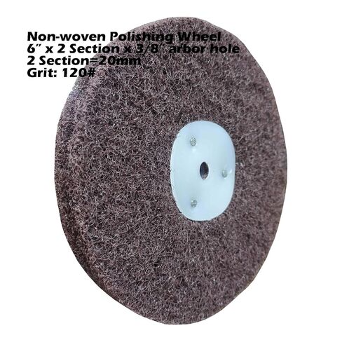 4PC 6 Inch x 2 Section Satin Non Woven Abrasive Polishing Wheel Kit for Bench Grinder, 3/8 Inch Arbor Hole, Includes Each 1PC 80#, 120#, 180# and 320# in Saudi Arabia