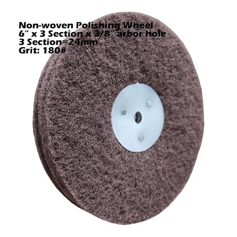 4PC 6 Inch x 2 Section Satin Non Woven Abrasive Polishing Wheel Kit for Bench Grinder, 3/8 Inch Arbor Hole, Includes Each 1PC 80#, 120#, 180# and 320# in Saudi Arabia