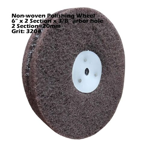 4PC 6 Inch x 2 Section Satin Non Woven Abrasive Polishing Wheel Kit for Bench Grinder, 3/8 Inch Arbor Hole, Includes Each 1PC 80#, 120#, 180# and 320# in Saudi Arabia