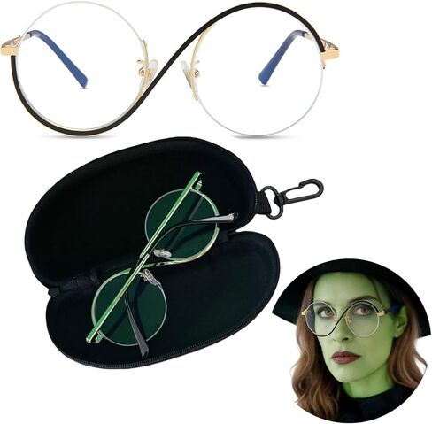 Witch Glasses Halloween Cosplay Glasses with Portable Travel Zipper Case Hook Perfect for Adult Women Witch Props in Saudi Arabia