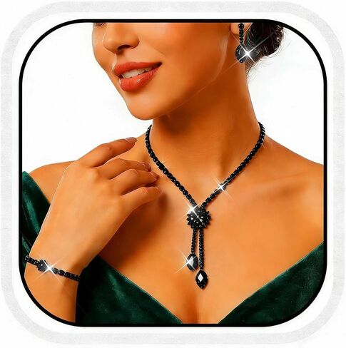 CLOACE Rhinestone Wedding Bridal Jewelry Set Sparkly Earrings Bracelet Prom Necklace Accessories for Women in Saudi Arabia
