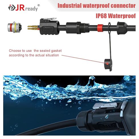 JRready JRSSWCONN CP20 3 Pin موصل صناعي مقاوم للماء 3 مجموعات، موصل مقاوم للماء IP68 مع حامل لوحة شفة، أطراف 14-18AWG مع أداة إزالة الدبوس (نمط التجميع: لحام) in Saudi Arabia