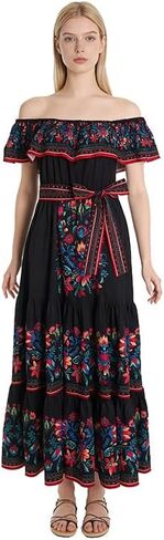 Womens Mexican Fiesta Dress Cinco De Mayo Spanish Cuban Dress with Belt in Kuwait