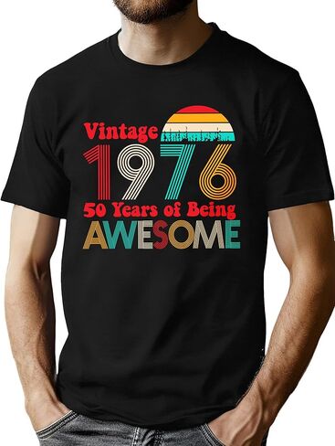 50th Birthday Shirt Men Vintage 1975 T-Shirt Graphic Retro 50 Years Old Birthday Party Father Husband Tee Tops in Saudi Arabia