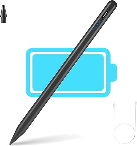 قلم ستايلس لجهاز iPad 2018-2023، قلم شحن سريع 2X الجيل الثاني، حساسية للإمالة ورفض راحة اليد متوافق مع iPad 6/7/8/9/10، iPad Pro 11"/12.9"، iPad Air 3/4/5، iPad ميني 5/6 (أبيض) in Saudi Arabia