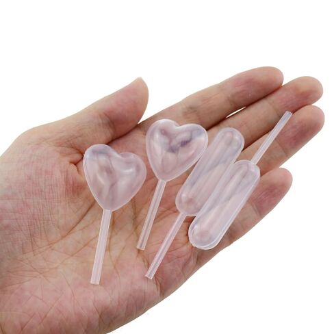 SQXBK 100PCS 4ml Strip and Heart Shaped Transparent Cupcake Pipettes Suitable for Chocolate Ice Cream Kitchen Supplies Holiday Decorations in Saudi Arabia