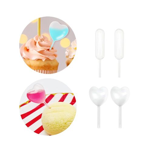 SQXBK 100PCS 4ml Strip and Heart Shaped Transparent Cupcake Pipettes Suitable for Chocolate Ice Cream Kitchen Supplies Holiday Decorations in Saudi Arabia