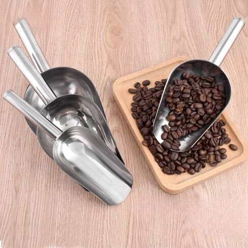 Household Kitchen Ice Shovel 304 Stainless Steel Thickened Spoon for Tea Food Flour Popcorn Melon Seed Shovel Candy Scoop (8 inches,19 * 6.5cm) in Saudi Arabia