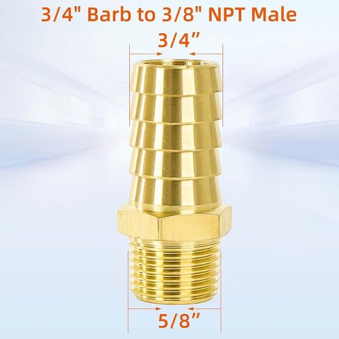 MewuDecor 3/4 "Barb x 3/8" NPT ذكر الأنابيب، تركيب خرطوم النحاس، محول تركيب الأنابيب بارب، 2 جهاز كمبيوتر شخصى in Saudi Arabia