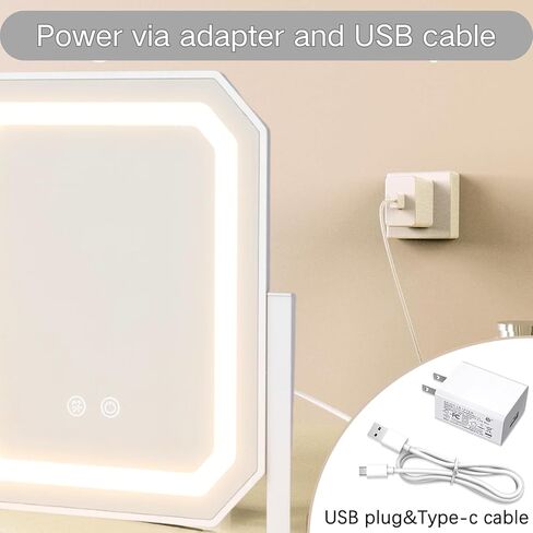 مرآة الغرور هوليوود مع الأضواء ، مرآة مكياج مضاءة مع أضواء ، 3 أوضاع لإضاءة الألوان ، قابلة للضايق ، مرآة تكبير 5x ، التحكم في اللمس الذكي ، دوران 360 درجة (12 بوصة ، أبيض) in Kuwait