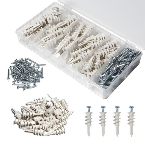 HOME MASTER HARDWARE 100 قطعة من أدوات تثبيت ومسامير الحوائط الجافة ذاتية الحفر #8 × 1-1/4 بوصة - مثبتات حائط ممتازة للجدران الجافة، ومثبتات شديدة التحمل - لا يتطلب ثقب حفر in Saudi Arabia