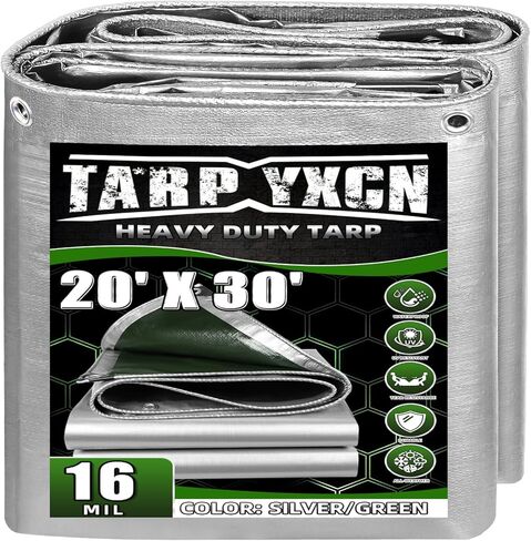 القنب الأخضر الشاق 10x12 قدم ، و 12 ملًا من القماش البولي مقاوم للماء ، يغطى فوق الأشعة فوق البنفسجية ، مقاومة للدموع مع الحلقات المعدنية كل 20 بوصة in Kuwait