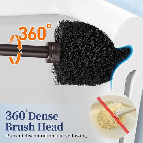 HAMITOR Toilet Bowl Brush Holder Set: 2 Pack Modern Deep Cleaning Bathroom Toilet Scrubber with Caddy for rv - Rim Decorative Accessories Cleaner Brushes for Toilet - Bronze1 in Saudi Arabia