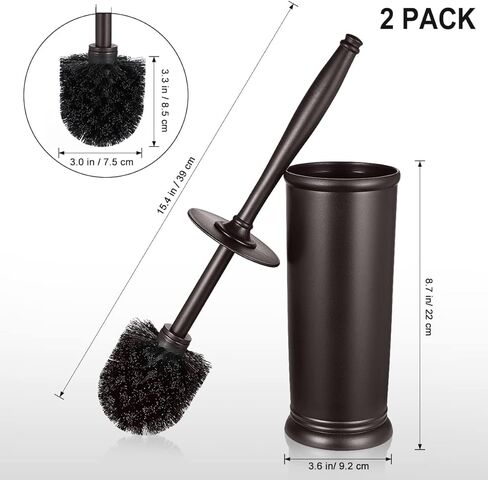 HAMITOR Toilet Bowl Brush Holder Set: 2 Pack Modern Deep Cleaning Bathroom Toilet Scrubber with Caddy for rv - Rim Decorative Accessories Cleaner Brushes for Toilet - Bronze1 in Saudi Arabia