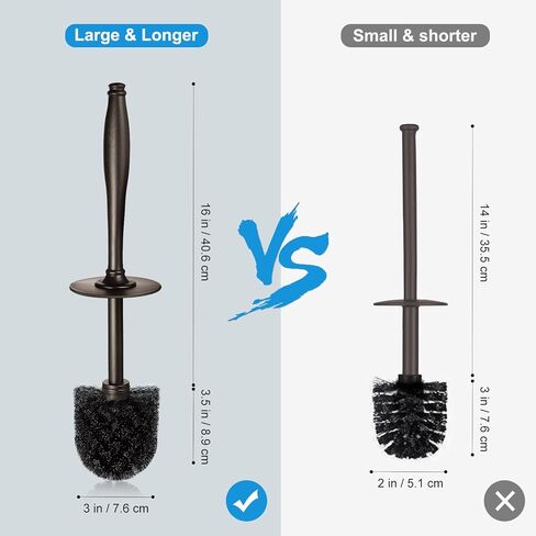 HAMITOR Toilet Bowl Brush Holder Set: 2 Pack Modern Deep Cleaning Bathroom Toilet Scrubber with Caddy for rv - Rim Decorative Accessories Cleaner Brushes for Toilet - Bronze1 in Saudi Arabia