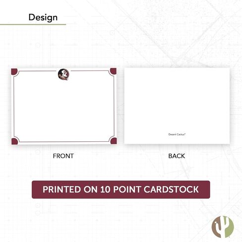 Desert Cactus Florida State University 10 Pack Notecards Stationery Cardstock Seminoles FSU Includes Envelopes Memo Party Thank You (Notecard 4a) in Saudi Arabia