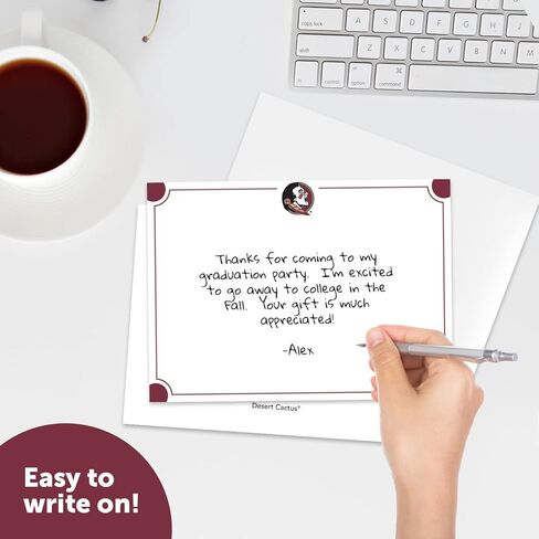 Desert Cactus Florida State University 10 Pack Notecards Stationery Cardstock Seminoles FSU Includes Envelopes Memo Party Thank You (Notecard 4a) in Saudi Arabia