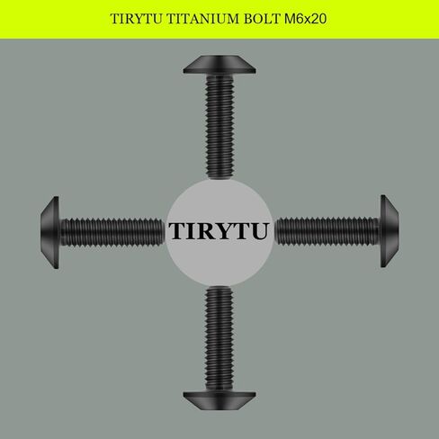 مسامير تيتانيوم TIRYTU M6x20 - تصميم خفيف الوزن | مثالية للبيئات الرطبة/المالحة، براغي T30 لأجهزة رأس المظلة، وأجزاء الدراجات النارية MTB وركوب الدراجات (4 قطع M6X20mm أسود) in Kuwait