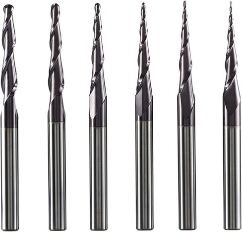 مجموعة لقم مطحنة نهاية LYZYSNEJ من الفولاذ عالي السرعة، مطحنة نهاية مستقيمة CNC لقم نقش كربيد صلب، مجموعة قطع الطحن الخشبية لنحت الأدوات الخشبية - لقم توجيه عرقوب 4 مم 6 مم (مجموعة 4 مم 6 قطع) in Kuwait