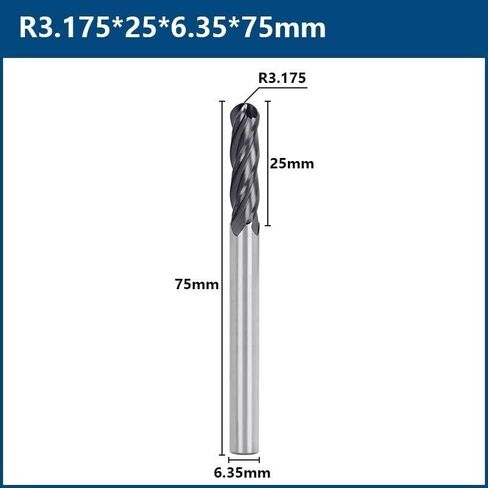 LYZYSNEJ قطعتان من مطحنة نهاية الأنف الكروية CNC لقم التوجيه قطع أداة الطحن 4 مزامير من الكربيد الصلب CNC راوتر 6.35 مم قاطع نقش شانك معطف نانو قاطع طحن حلزوني in Kuwait