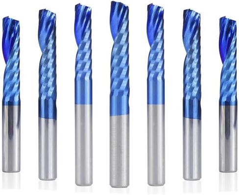 LYZYSNEJ 1pcs Solid Carbide O Single Flute Spiral End Mill CNC Router Bits 6mm Shank Blue Coating Woodworking Cutting Carving Milling Cutter for Wood Acrylic PVC(6x17x50) in Saudi Arabia