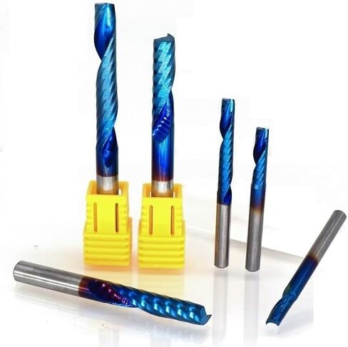 LYZYSNEJ 1pcs Solid Carbide O Single Flute Spiral End Mill CNC Router Bits 6mm Shank Blue Coating Woodworking Cutting Carving Milling Cutter for Wood Acrylic PVC(6x17x50) in Saudi Arabia