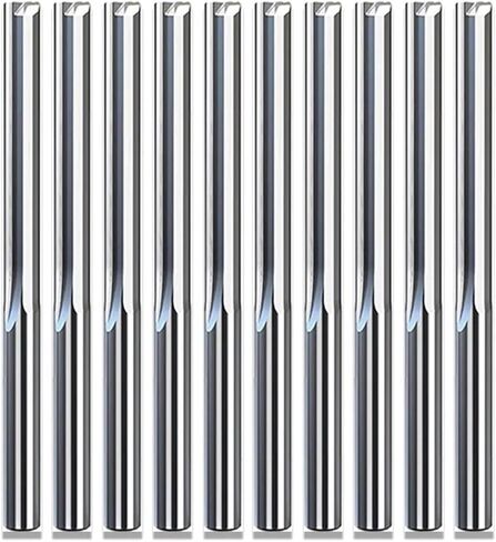 LYZYSNEJ 10 قطع لقمة توجيه CNC قاطعة طحن مستقيمة 3.175/4/5/6/8/10 مم مطحنة نهاية بفتحة مستقيمة ﻿2 مزامير فتحة مستقيمة لقم توجيه للخشب MDF الأكريليك (3.175x2.5x12x38L) in Kuwait