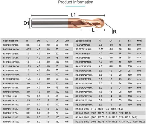 LYZYSNEJ XCAN 2 فلوت الكرة نهاية مطحنة R0.5-R8.0 كربيد قاطعة المطحنة TiCN المغلفة نصف القطر راوتر بت in Kuwait