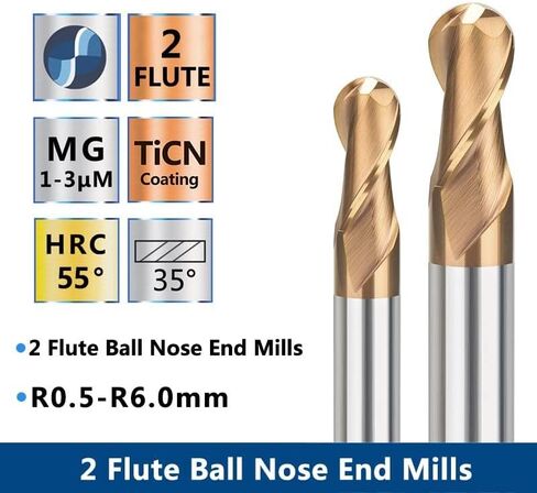 LYZYSNEJ XCAN 2 فلوت الكرة نهاية مطحنة R0.5-R8.0 كربيد قاطعة المطحنة TiCN المغلفة نصف القطر راوتر بت in Kuwait