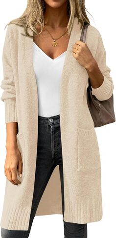 PRETTYGARDEN Women's Long Cardigans 2025 Fall Oversized Long Sleeve Open Front Lightweight Sweaters Knit Winter Coats in Saudi Arabia