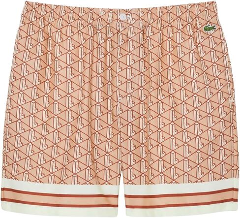 Lacoste Men's Relaxed Fit Monogram Shorts, Latte, Clay, & White, Medium in Saudi Arabia