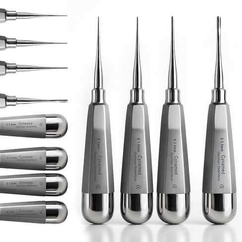 Cynamed Luxating Dental Elevator Set of 4 – Premium Stainless Steel Tooth Extraction Tools 1.5mm, 2mm, 3mm, 4mm – Professional Dental Instruments Kit for Oral Surgery & Periodontal Care in Saudi Arabia