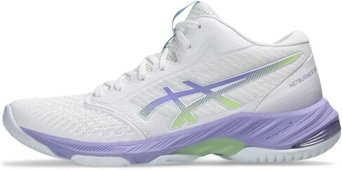 Asics Women's Netburner Ballistic FlyteFoam Mid Top 3 Volleyball Shoes, 7, White/Blue Coast in Saudi Arabia