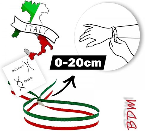 BDM Men's and Women's Fabric Bracelet with The Flag of Italy and The Basque Country, Euskadi, Adjustable in Saudi Arabia