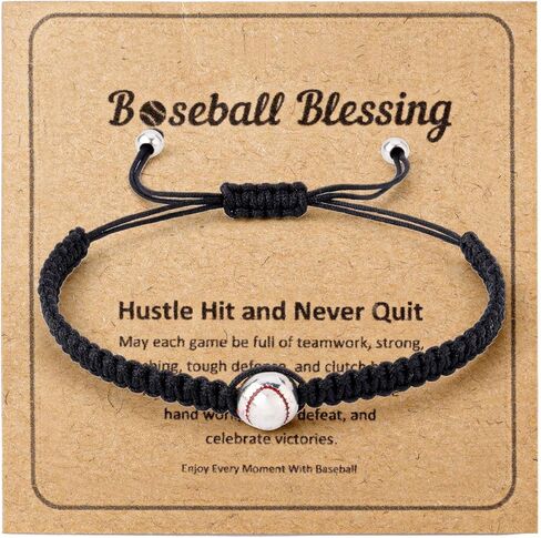 Baseball Bracelet Gift, Adjustable Braided Baseball Bracelet Baseball Themed Gifts with Message Card for Fans in Saudi Arabia