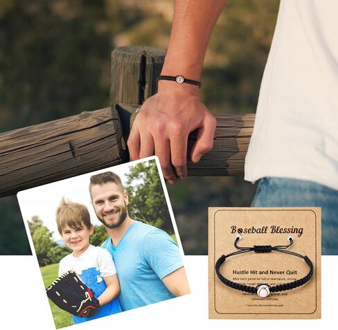 Baseball Bracelet Gift, Adjustable Braided Baseball Bracelet Baseball Themed Gifts with Message Card for Fans in Saudi Arabia