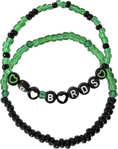 Zylaphia 2Pcs Bracelet for Football Fans - Green Football Fan Bracelets, Gameday Cheerleader Accessories for Tailgate Party Outfits Women in Kuwait