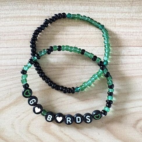 Zylaphia 2Pcs Bracelet for Football Fans - Green Football Fan Bracelets, Gameday Cheerleader Accessories for Tailgate Party Outfits Women in Kuwait