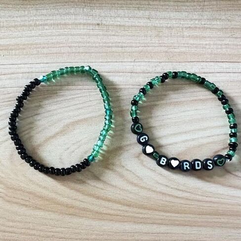 Zylaphia 2Pcs Bracelet for Football Fans - Green Football Fan Bracelets, Gameday Cheerleader Accessories for Tailgate Party Outfits Women in Kuwait