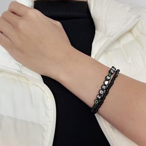 Zylaphia 2Pcs Bracelet for Football Fans - Green Football Fan Bracelets, Gameday Cheerleader Accessories for Tailgate Party Outfits Women in Kuwait