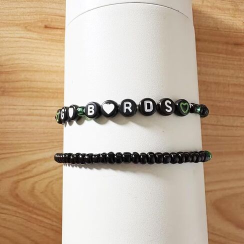 Zylaphia 2Pcs Bracelet for Football Fans - Green Football Fan Bracelets, Gameday Cheerleader Accessories for Tailgate Party Outfits Women in Kuwait