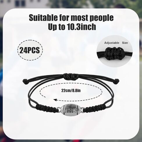 24pcs Adjustable Braided Sports Rope Bracelet with Football Pendant Decoration for Women Team Players in Saudi Arabia